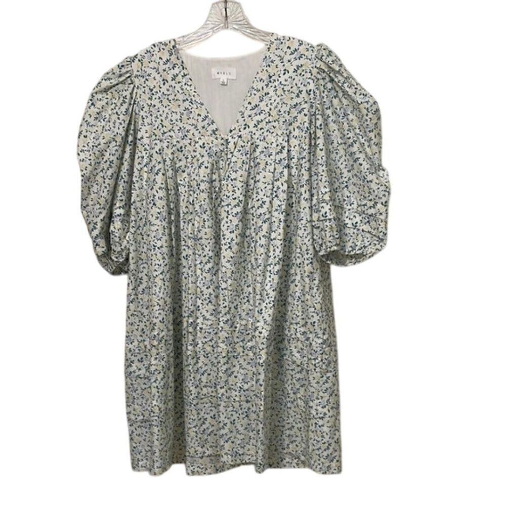 Mable Poplin Puff Sleeve Floral Dress Womens Size Large Cottage Prairie
